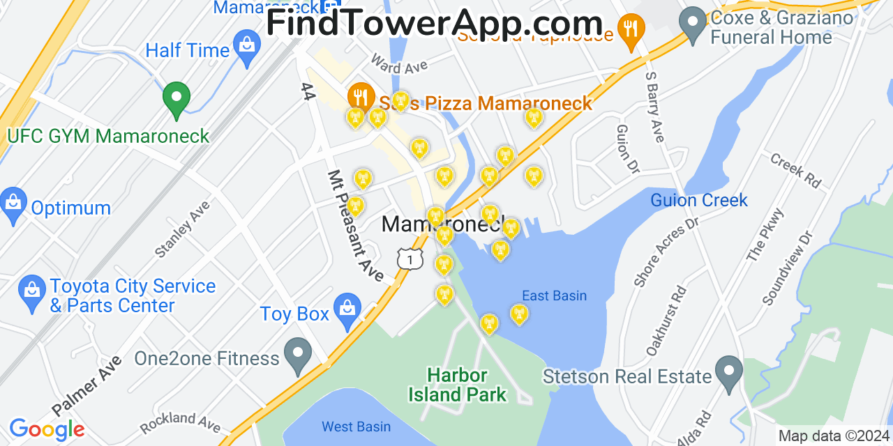 T-Mobile 4G/5G cell tower coverage map Mamaroneck, New York