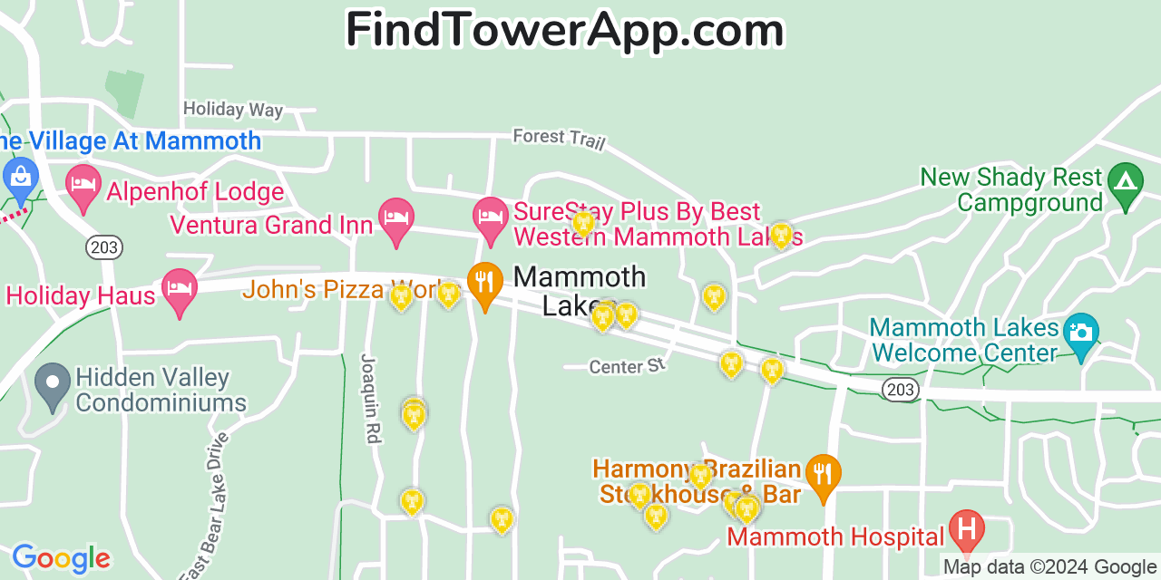 T-Mobile 4G/5G cell tower coverage map Mammoth Lakes, California