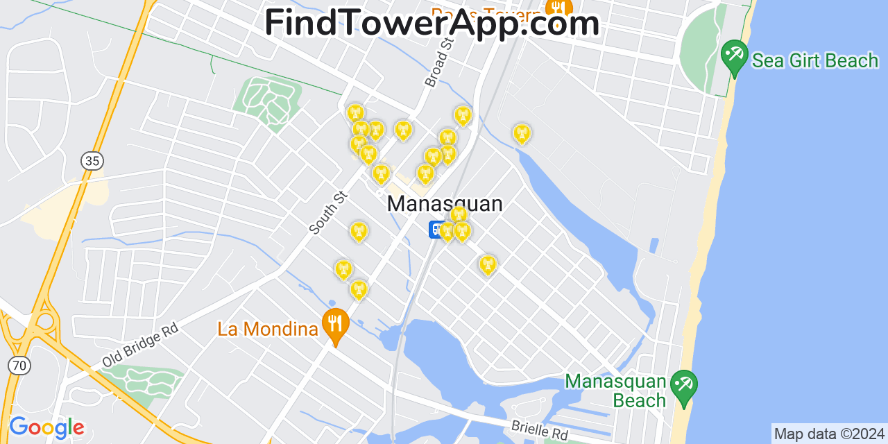 AT&T 4G/5G cell tower coverage map Manasquan, New Jersey