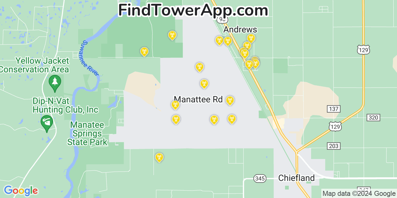 T-Mobile 4G/5G cell tower coverage map Manatee Road, Florida