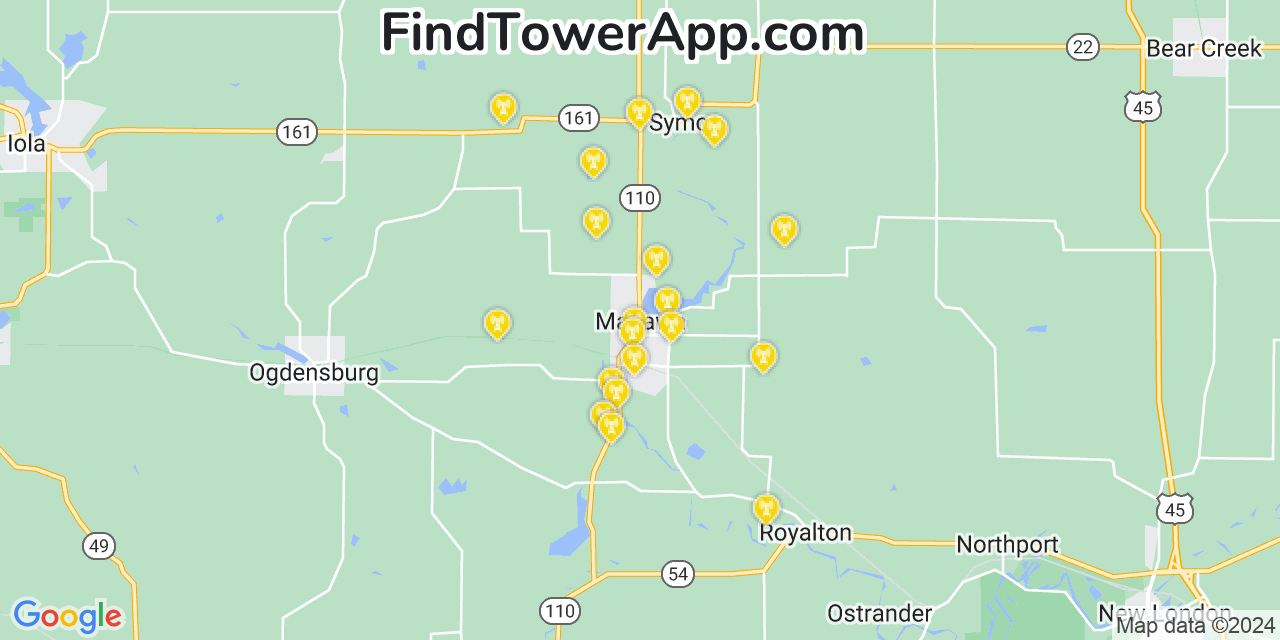 T-Mobile 4G/5G cell tower coverage map Manawa, Wisconsin