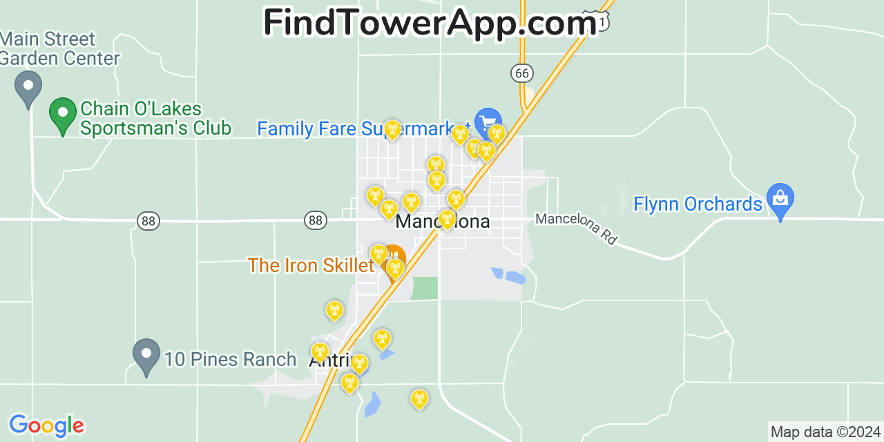 AT&T 4G/5G cell tower coverage map Mancelona, Michigan