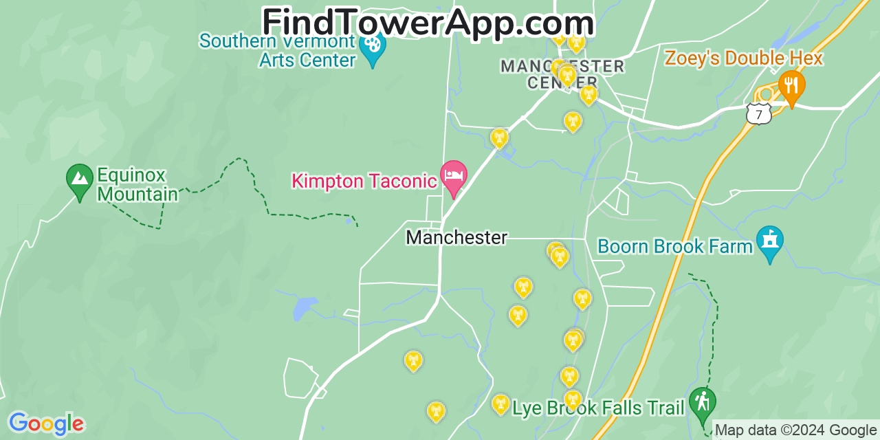 Verizon 4G/5G cell tower coverage map Manchester Center, Vermont
