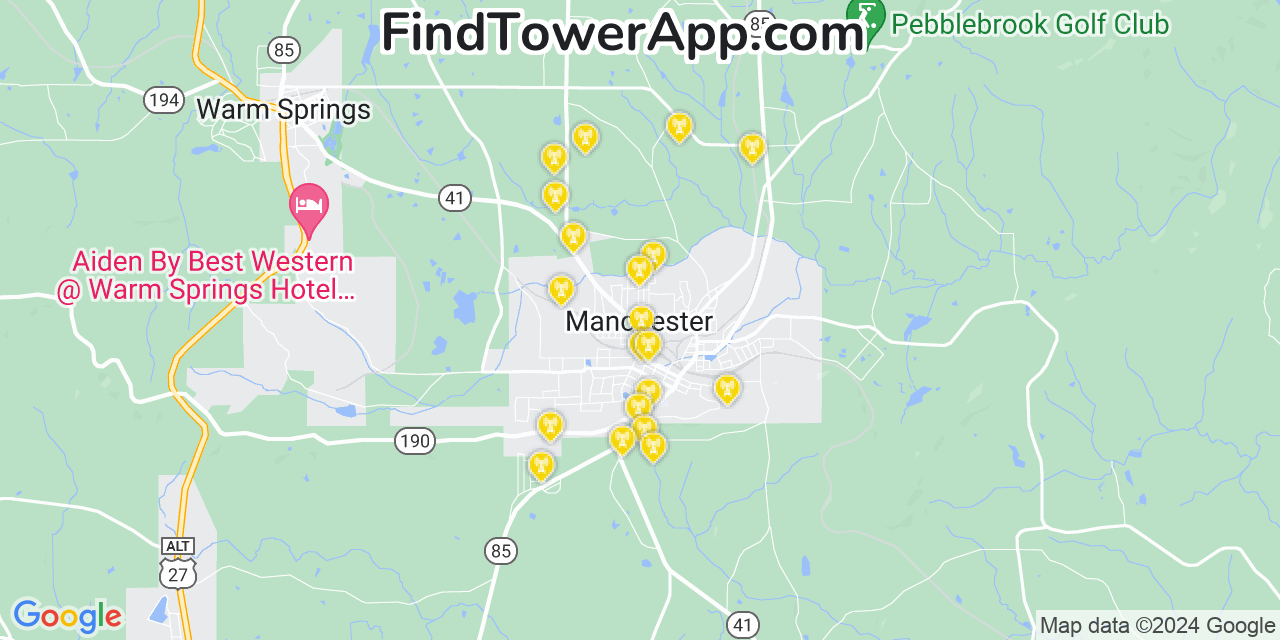 AT&T 4G/5G cell tower coverage map Manchester, Georgia