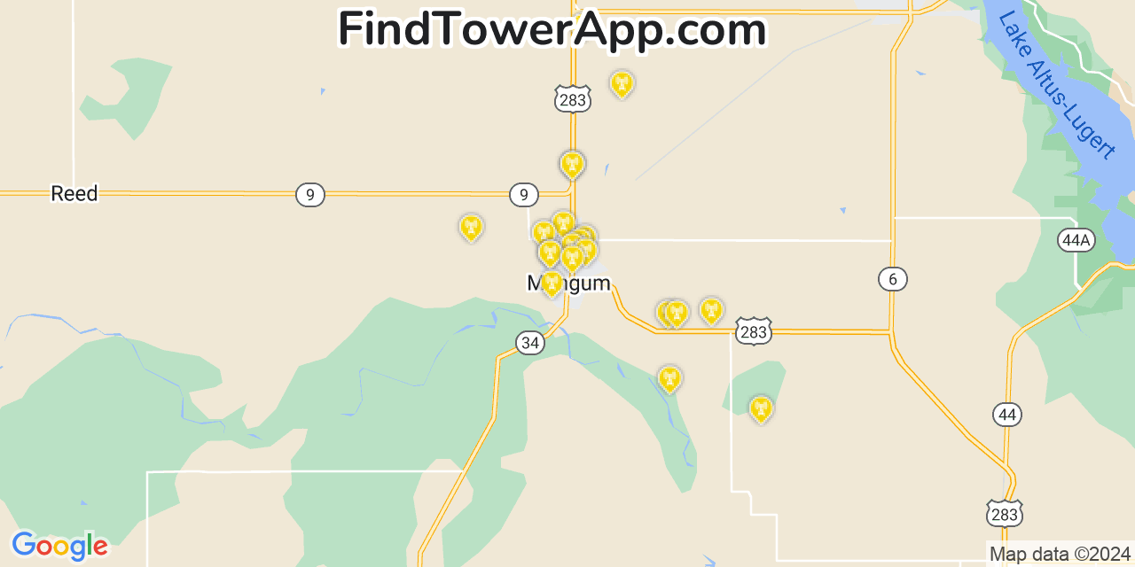 AT&T 4G/5G cell tower coverage map Mangum, Oklahoma