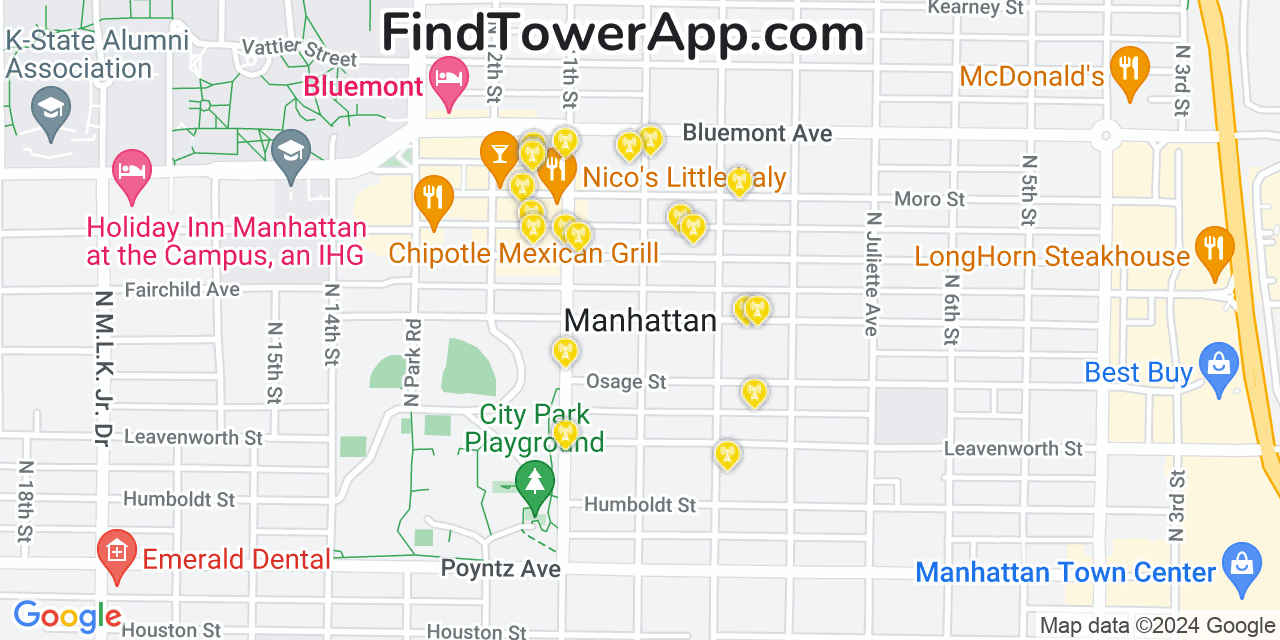 T-Mobile 4G/5G cell tower coverage map Manhattan, Kansas