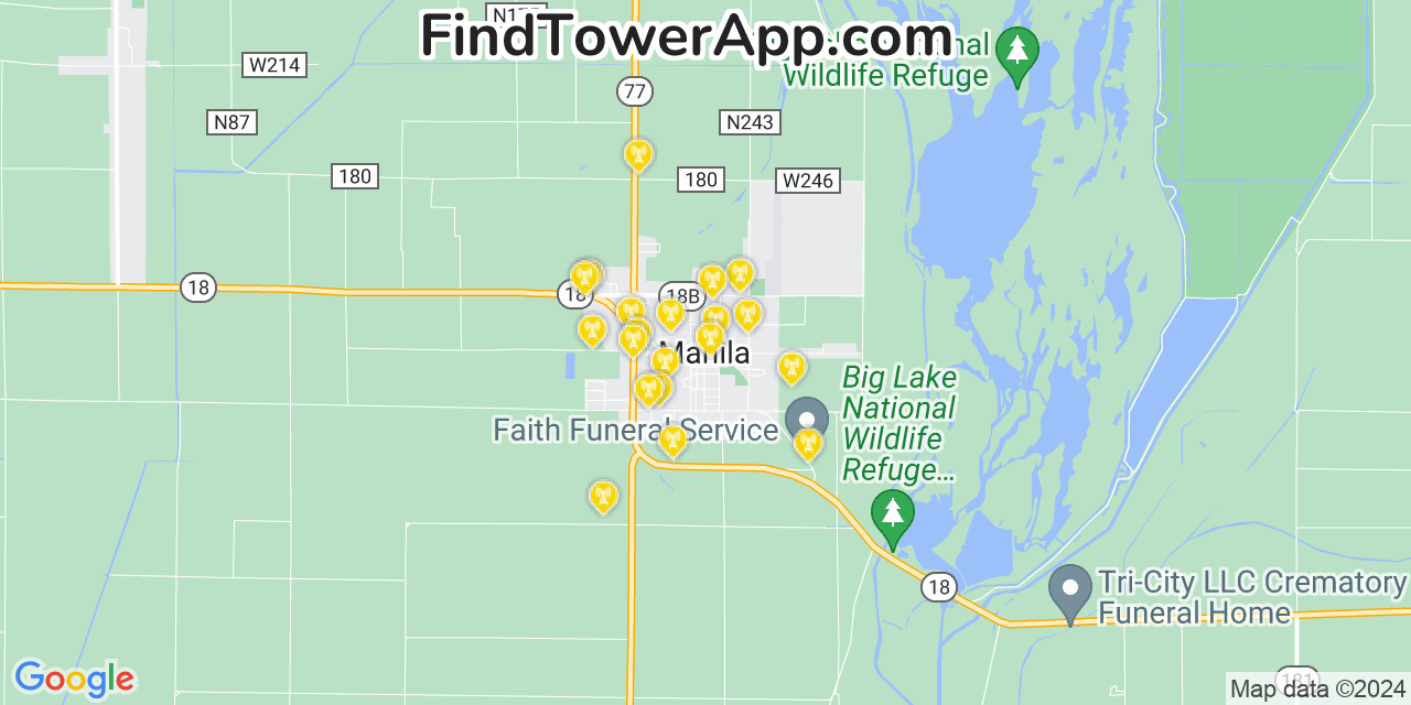 AT&T 4G/5G cell tower coverage map Manila, Arkansas