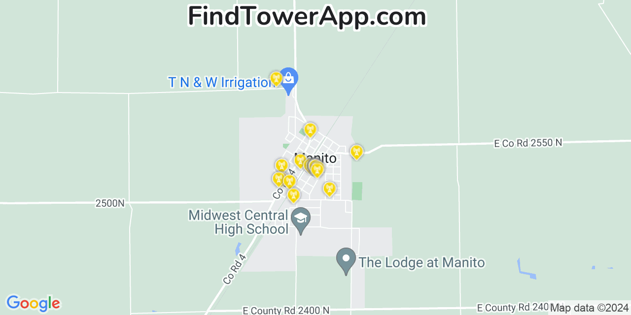 T-Mobile 4G/5G cell tower coverage map Manito, Illinois