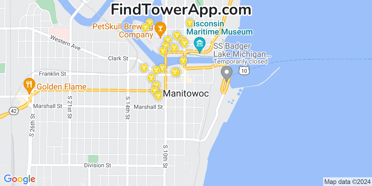 T-Mobile 4G/5G cell tower coverage map Manitowoc, Wisconsin