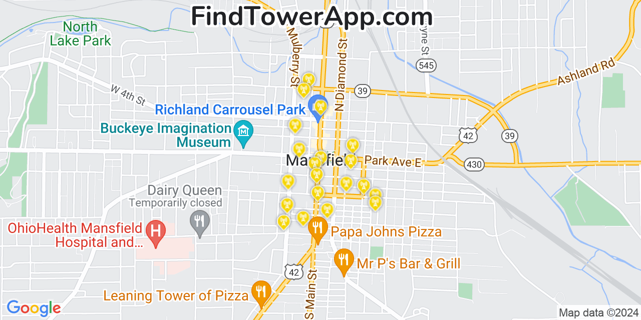 T-Mobile 4G/5G cell tower coverage map Mansfield, Ohio