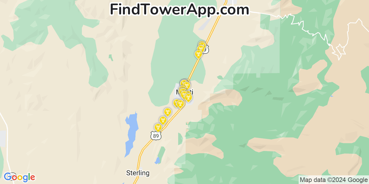 AT&T 4G/5G cell tower coverage map Manti, Utah