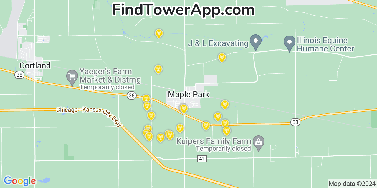 T-Mobile 4G/5G cell tower coverage map Maple Park, Illinois