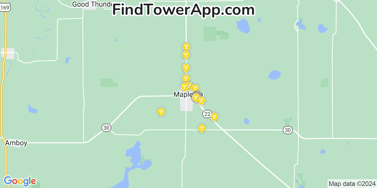 AT&T 4G/5G cell tower coverage map Mapleton, Minnesota