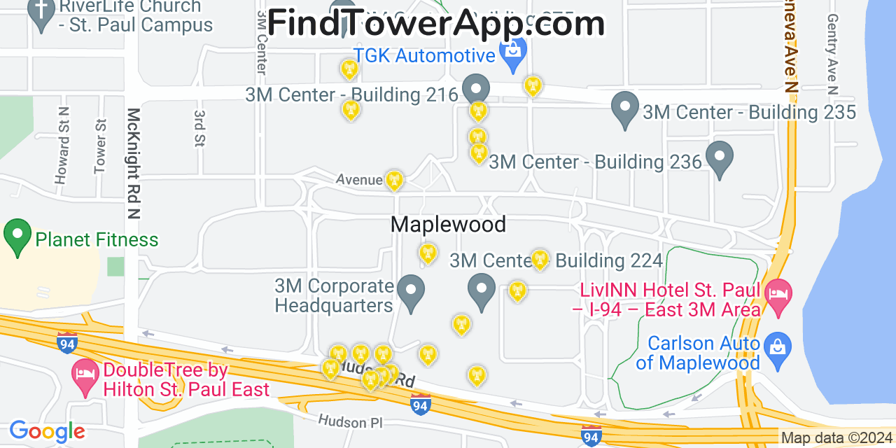 AT&T 4G/5G cell tower coverage map Maplewood, Minnesota
