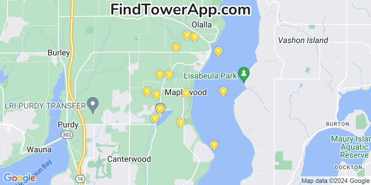 T-Mobile 4G/5G cell tower coverage map Maplewood, Washington