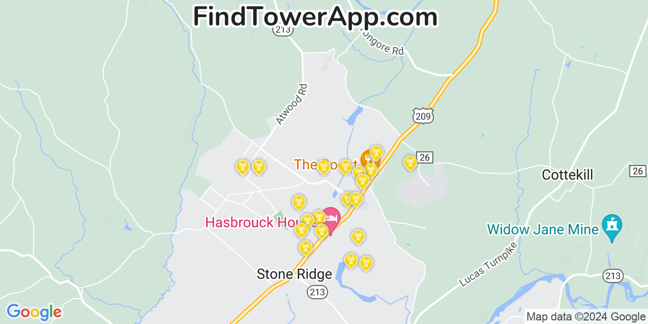 AT&T 4G/5G cell tower coverage map Marbletown, New York