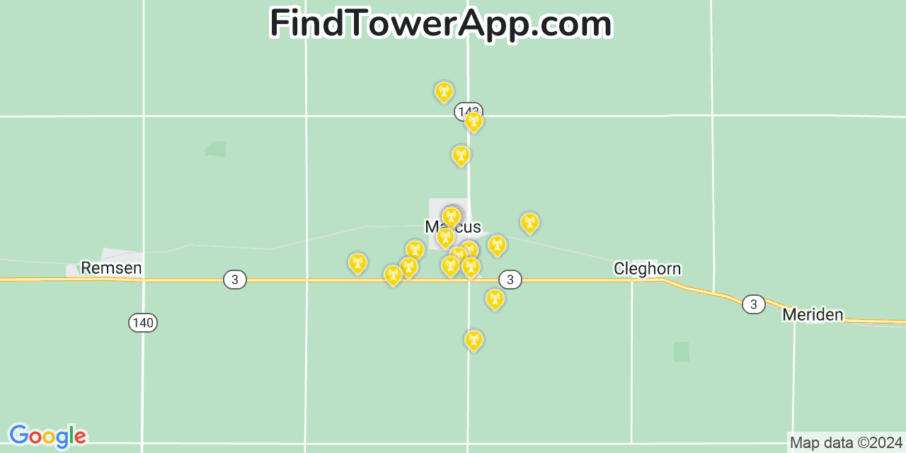 AT&T 4G/5G cell tower coverage map Marcus, Iowa