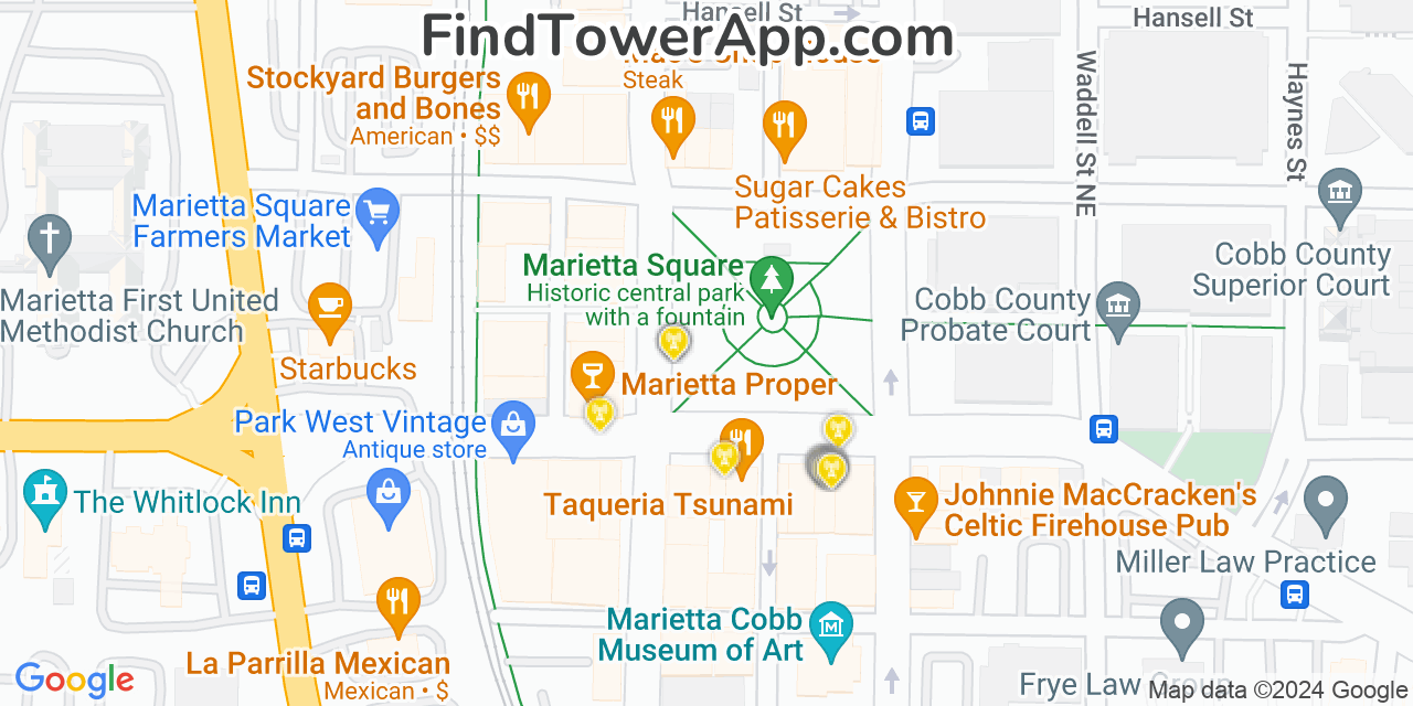 AT&T 4G/5G cell tower coverage map Marietta, Georgia