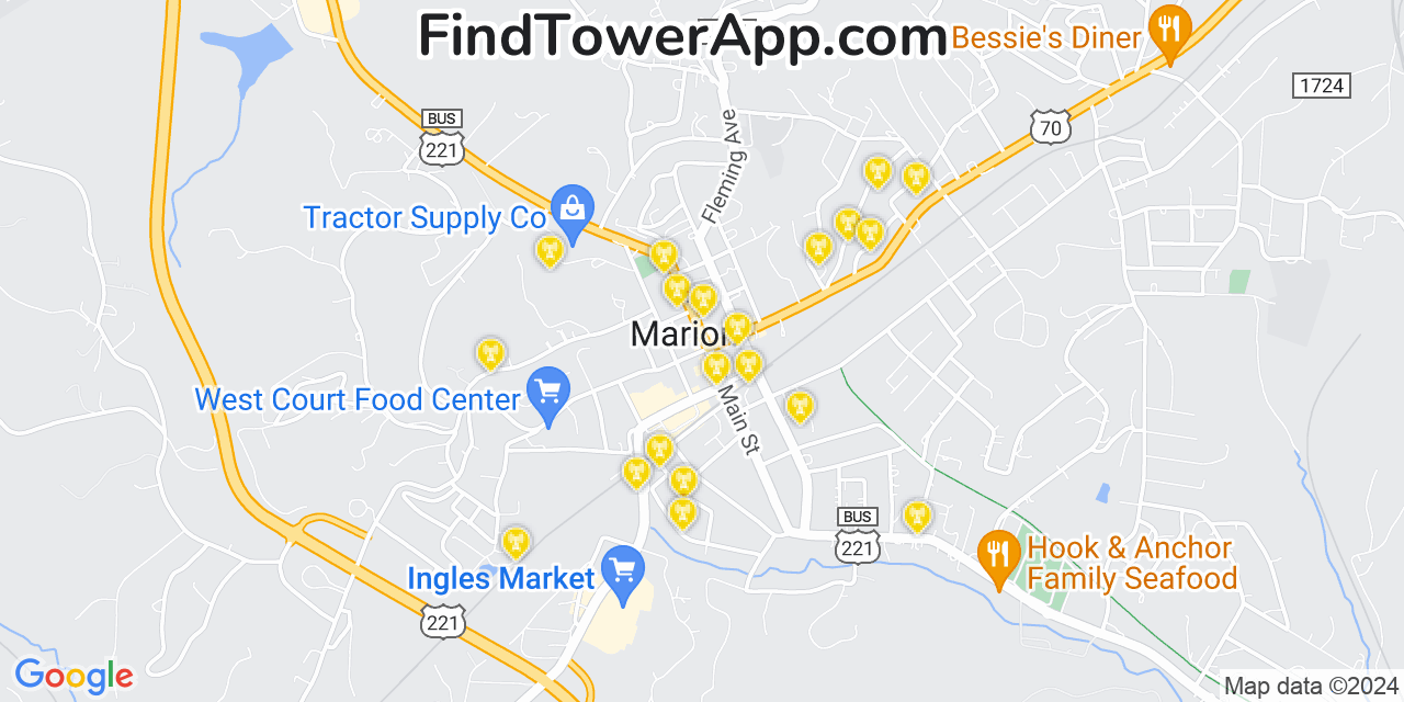 AT&T 4G/5G cell tower coverage map Marion, North Carolina