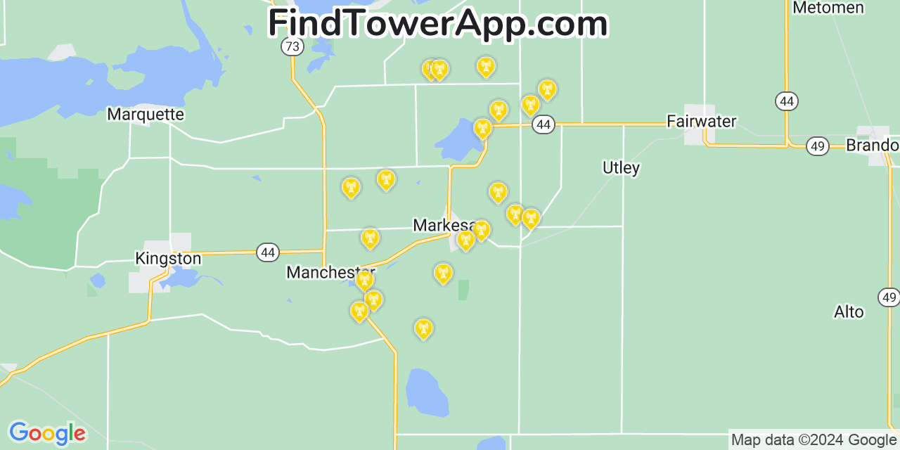 AT&T 4G/5G cell tower coverage map Markesan, Wisconsin