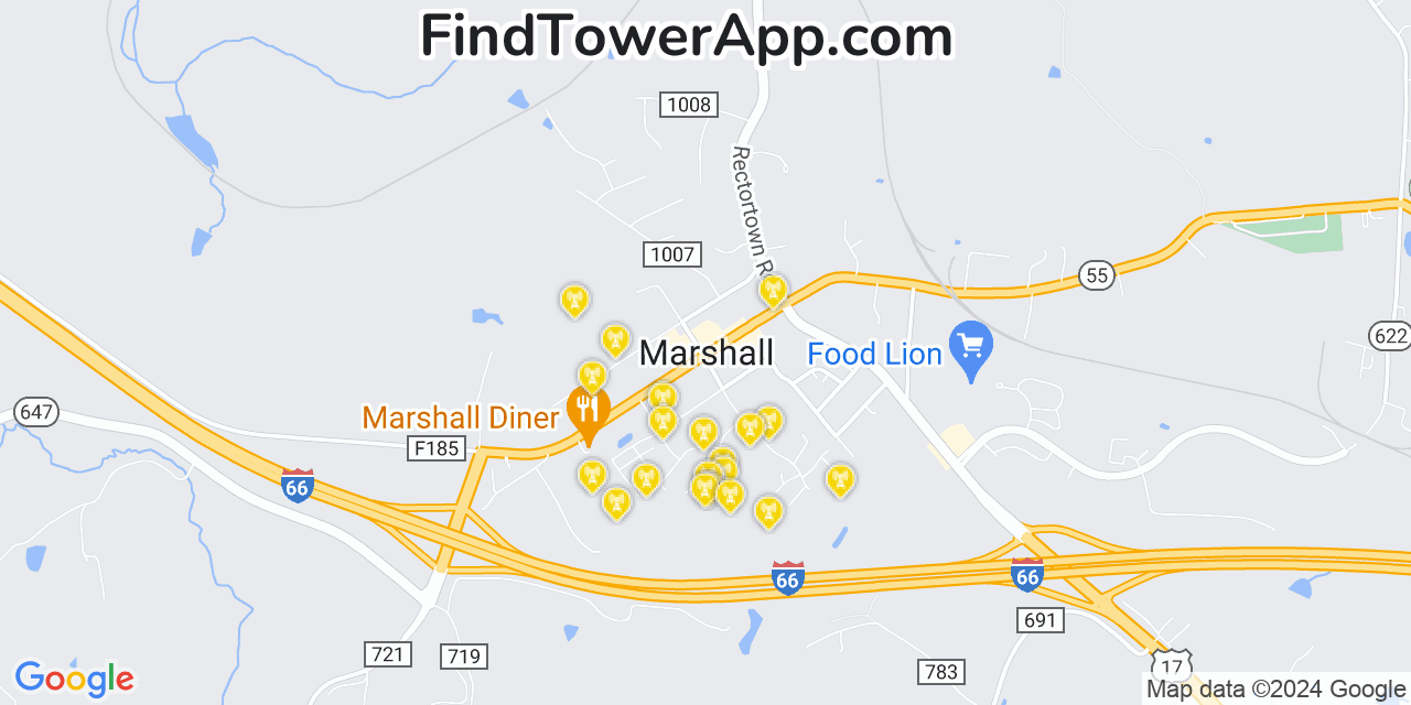 T-Mobile 4G/5G cell tower coverage map Marshall, Virginia