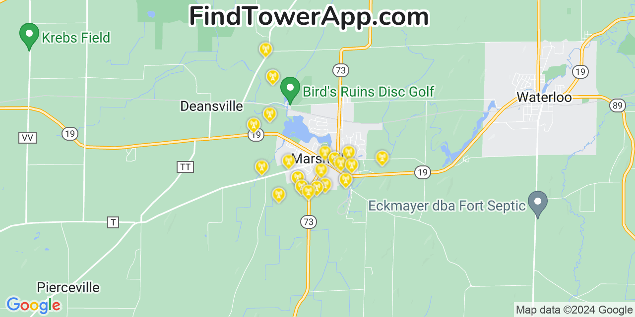 AT&T 4G/5G cell tower coverage map Marshall, Wisconsin