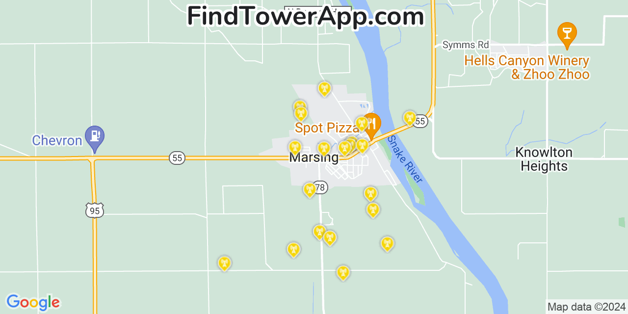 Verizon 4G/5G cell tower coverage map Marsing, Idaho