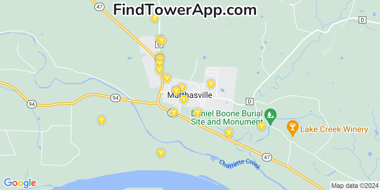 T-Mobile 4G/5G cell tower coverage map Marthasville, Missouri