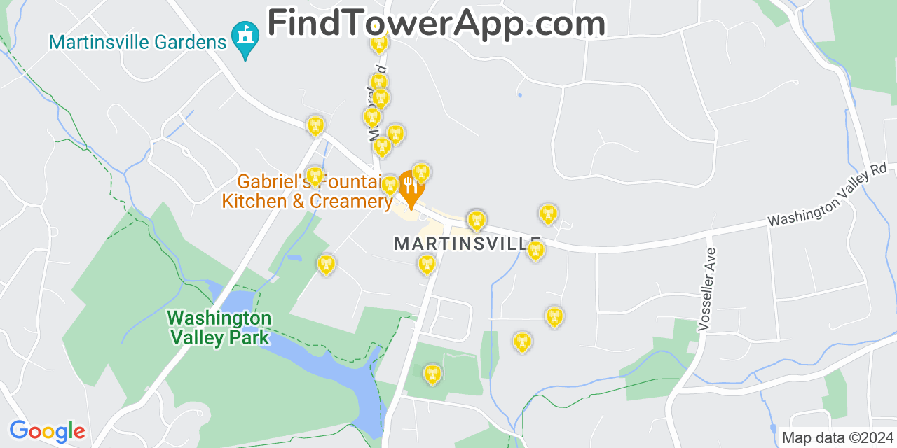 AT&T 4G/5G cell tower coverage map Martinsville, New Jersey