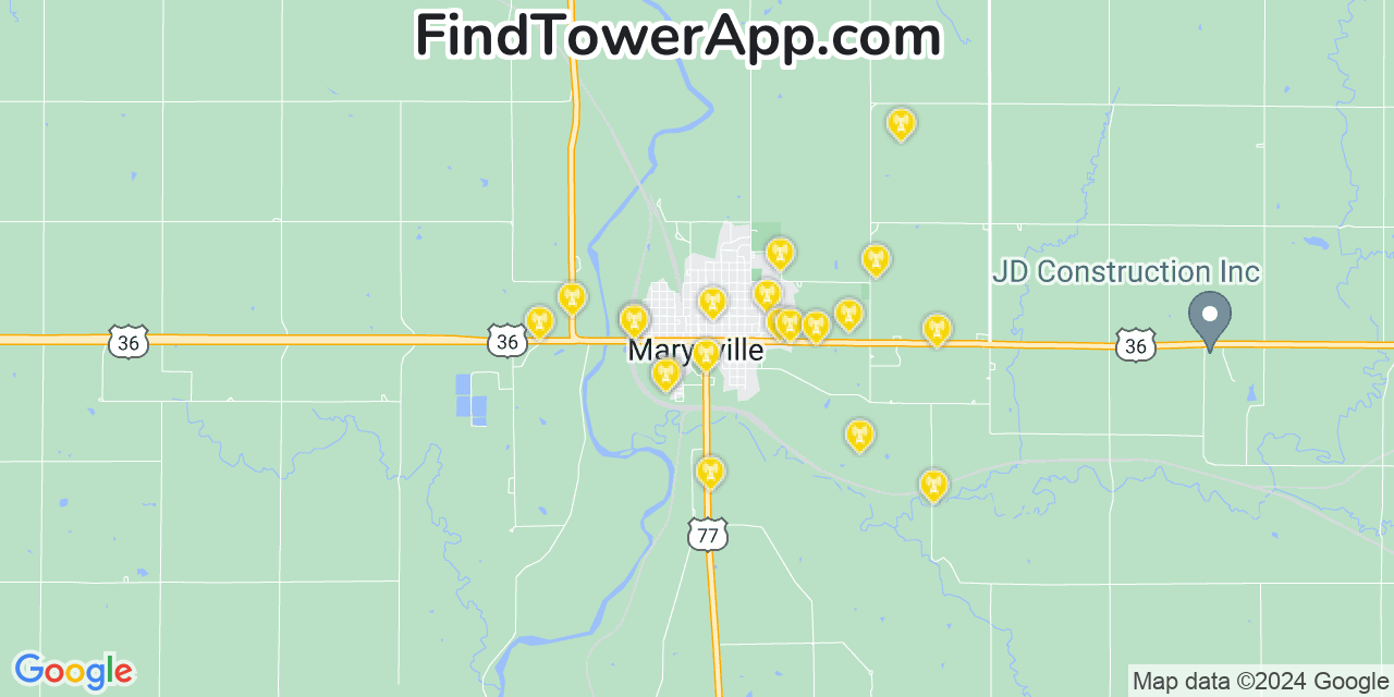 Verizon 4G/5G cell tower coverage map Marysville, Kansas