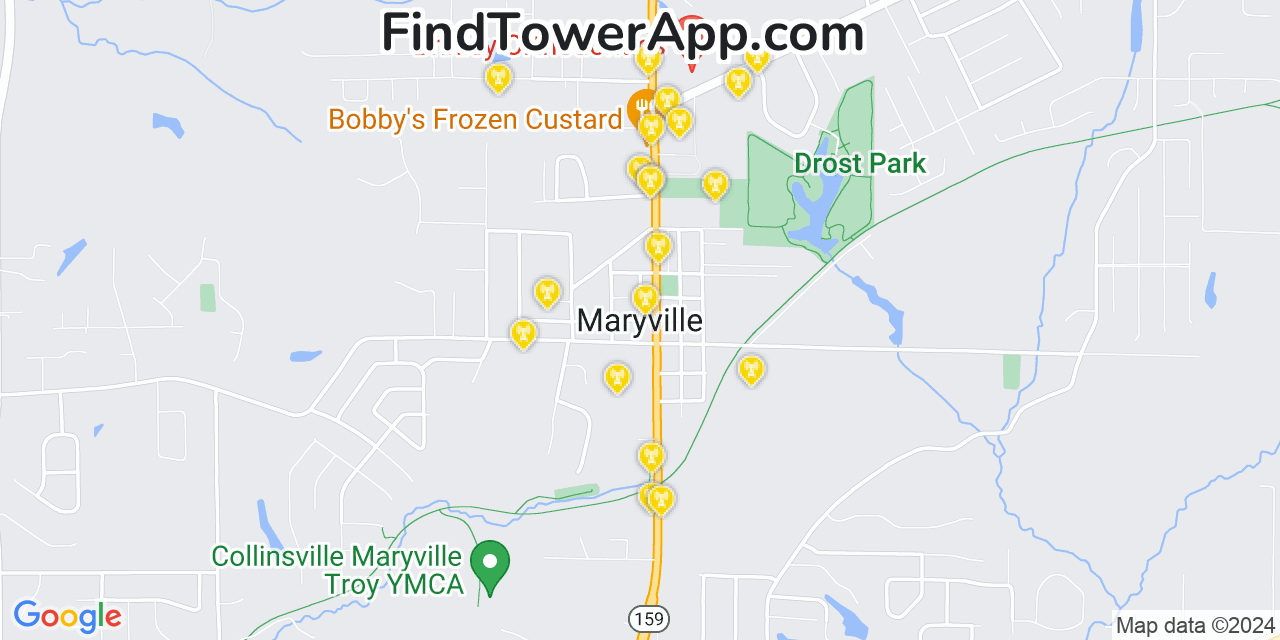 T-Mobile 4G/5G cell tower coverage map Maryville, Illinois