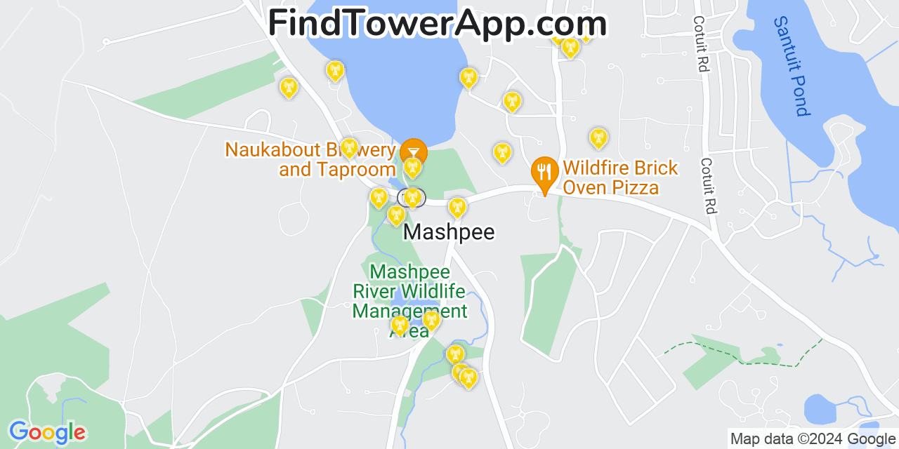 Verizon 4G/5G cell tower coverage map Mashpee, Massachusetts