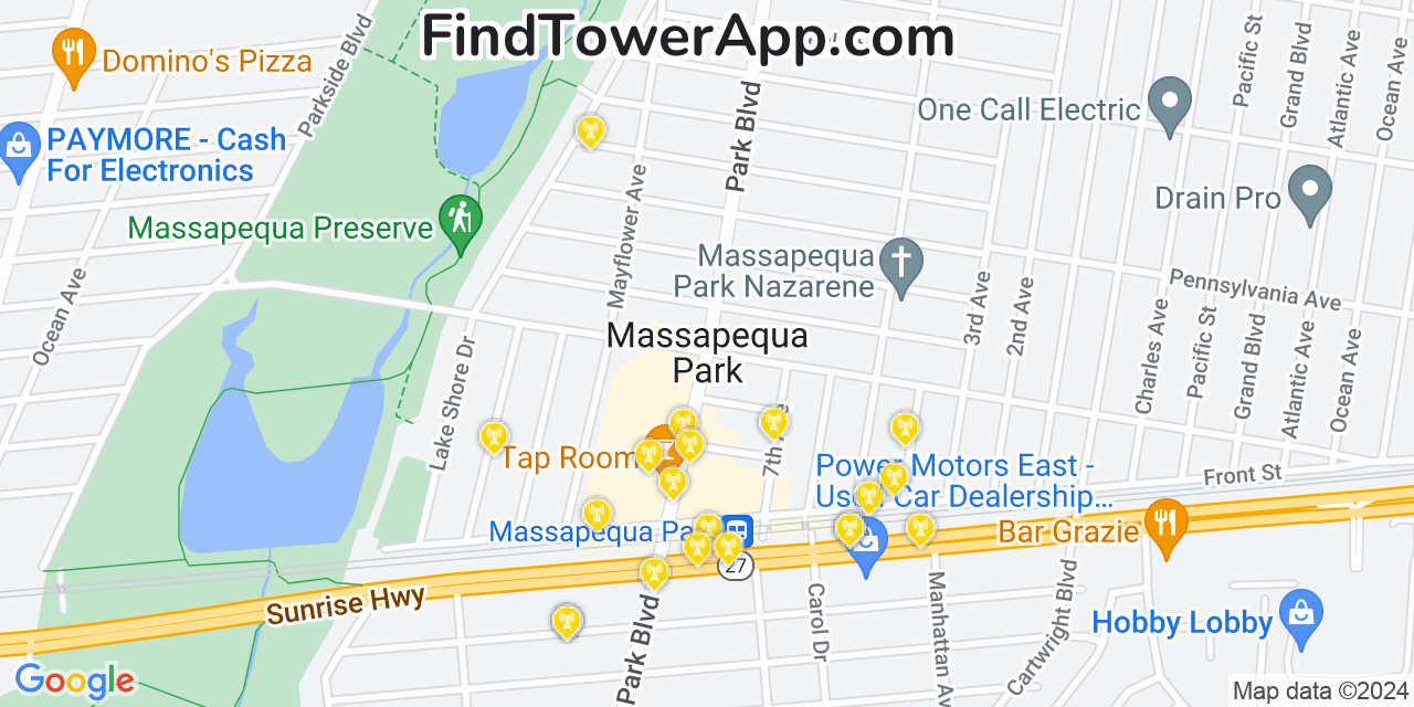 T-Mobile 4G/5G cell tower coverage map Massapequa Park, New York