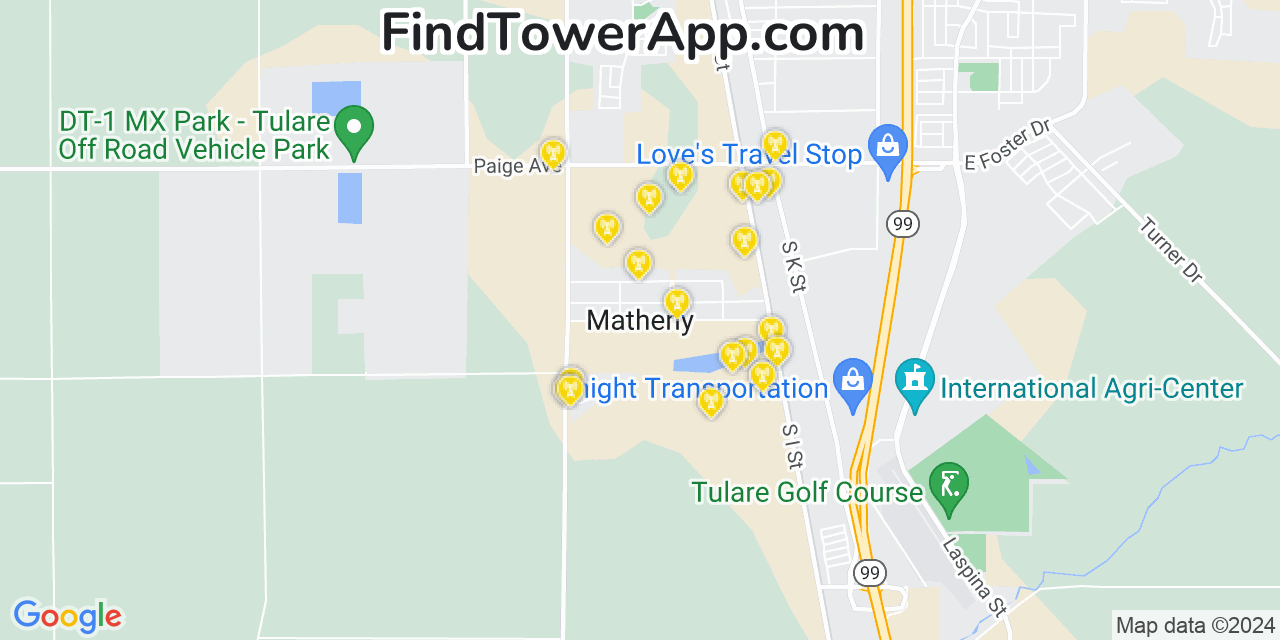 Verizon 4G/5G cell tower coverage map Matheny, California