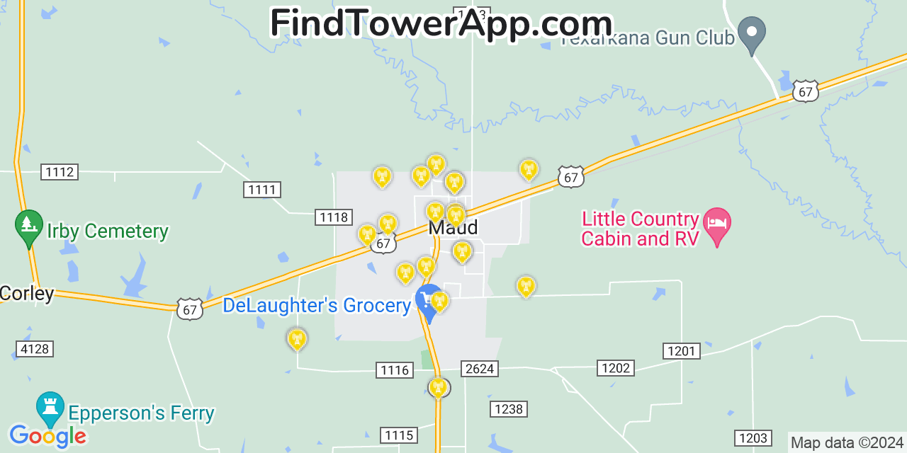 T-Mobile 4G/5G cell tower coverage map Maud, Texas