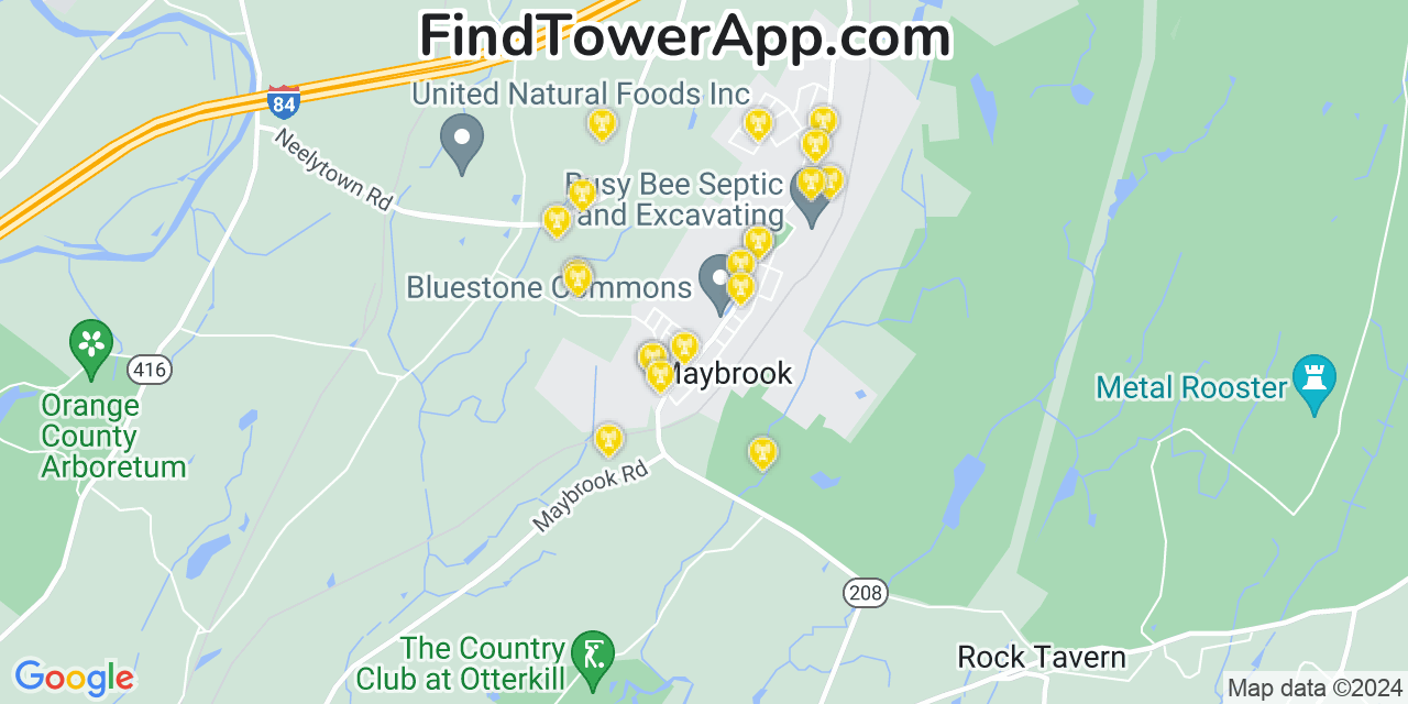AT&T 4G/5G cell tower coverage map Maybrook, New York