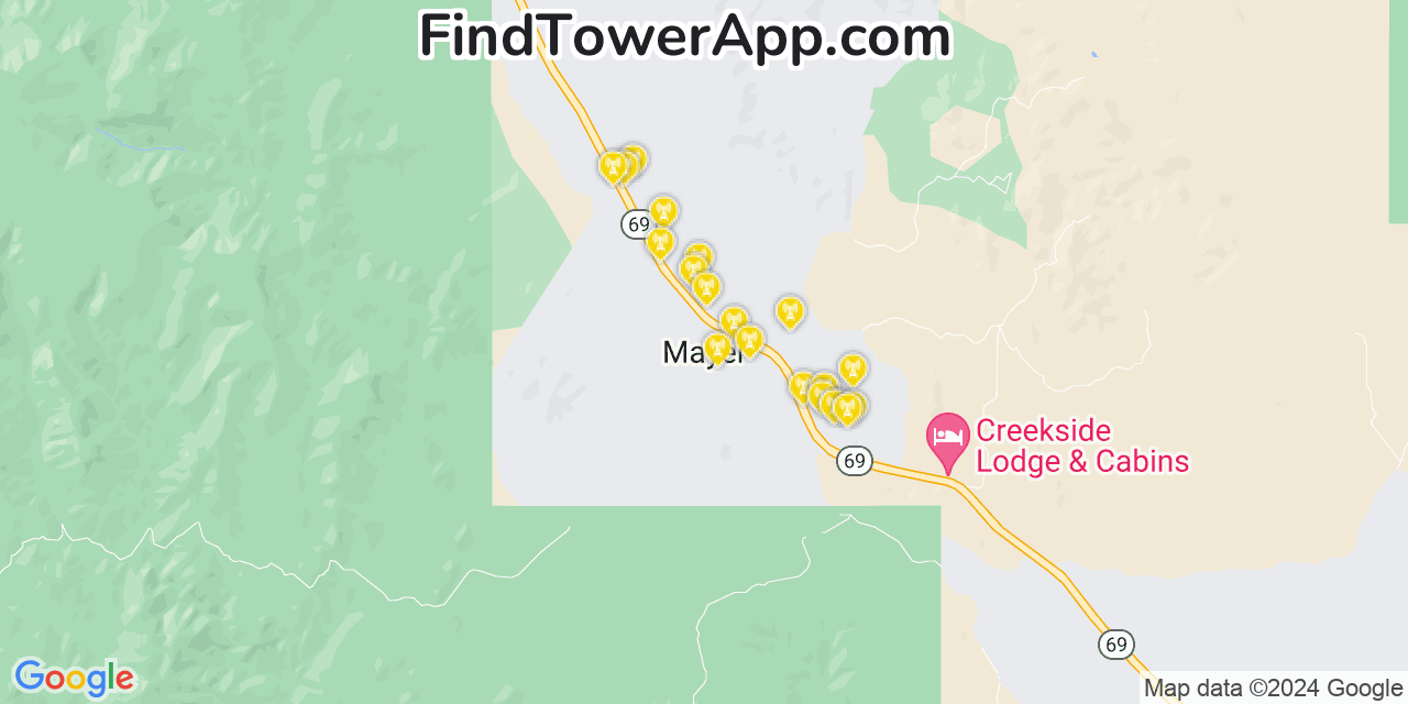 AT&T 4G/5G cell tower coverage map Mayer, Arizona