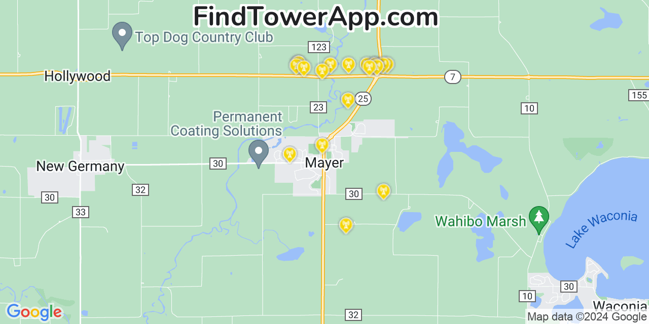 Verizon 4G/5G cell tower coverage map Mayer, Minnesota