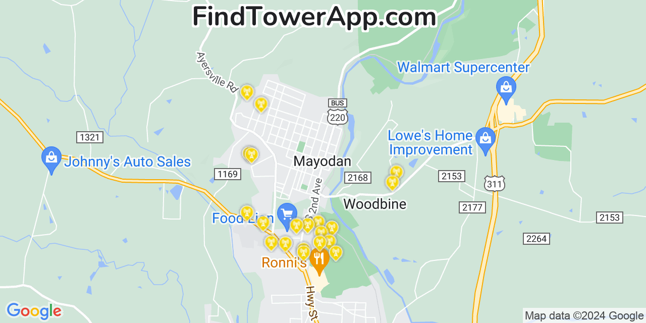 AT&T 4G/5G cell tower coverage map Mayodan, North Carolina