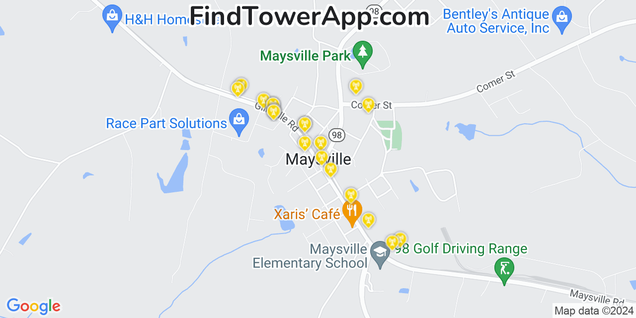 AT&T 4G/5G cell tower coverage map Maysville, Georgia