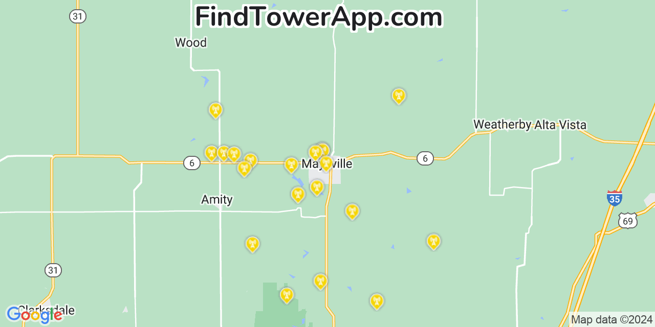 AT&T 4G/5G cell tower coverage map Maysville, Missouri