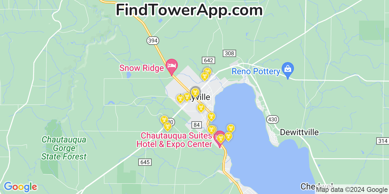 AT&T 4G/5G cell tower coverage map Mayville, New York