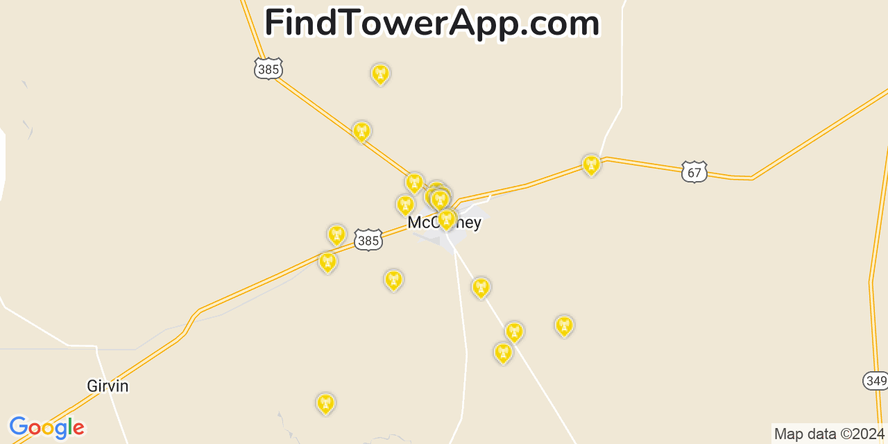 AT&T 4G/5G cell tower coverage map McCamey, Texas