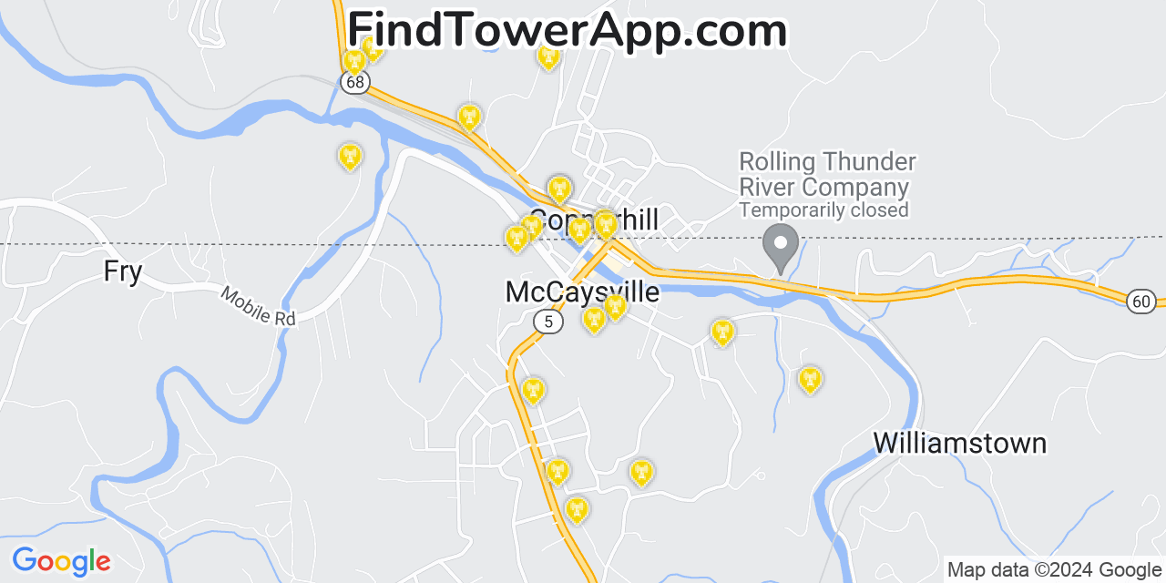 T-Mobile 4G/5G cell tower coverage map McCaysville, Georgia