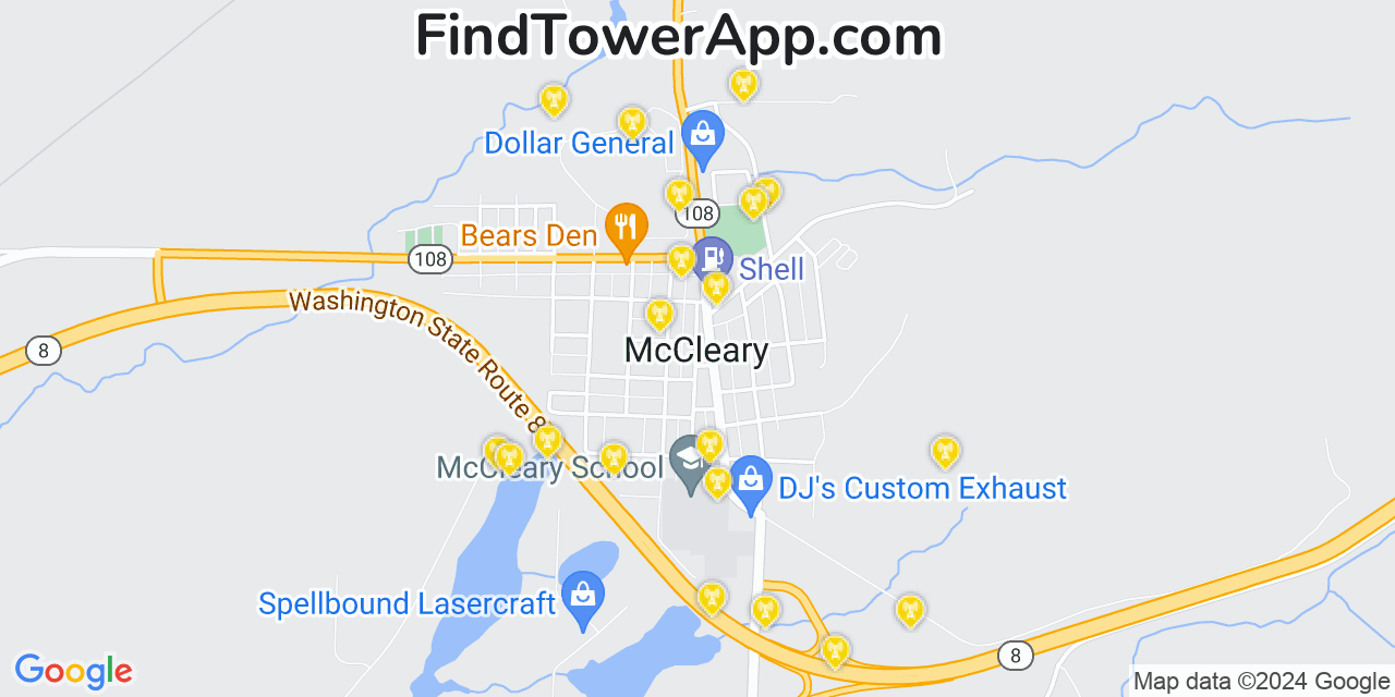 AT&T 4G/5G cell tower coverage map McCleary, Washington