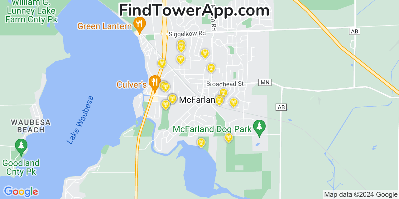 AT&T 4G/5G cell tower coverage map McFarland, Wisconsin