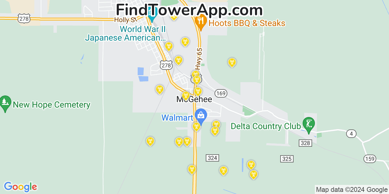 AT&T 4G/5G cell tower coverage map McGehee, Arkansas
