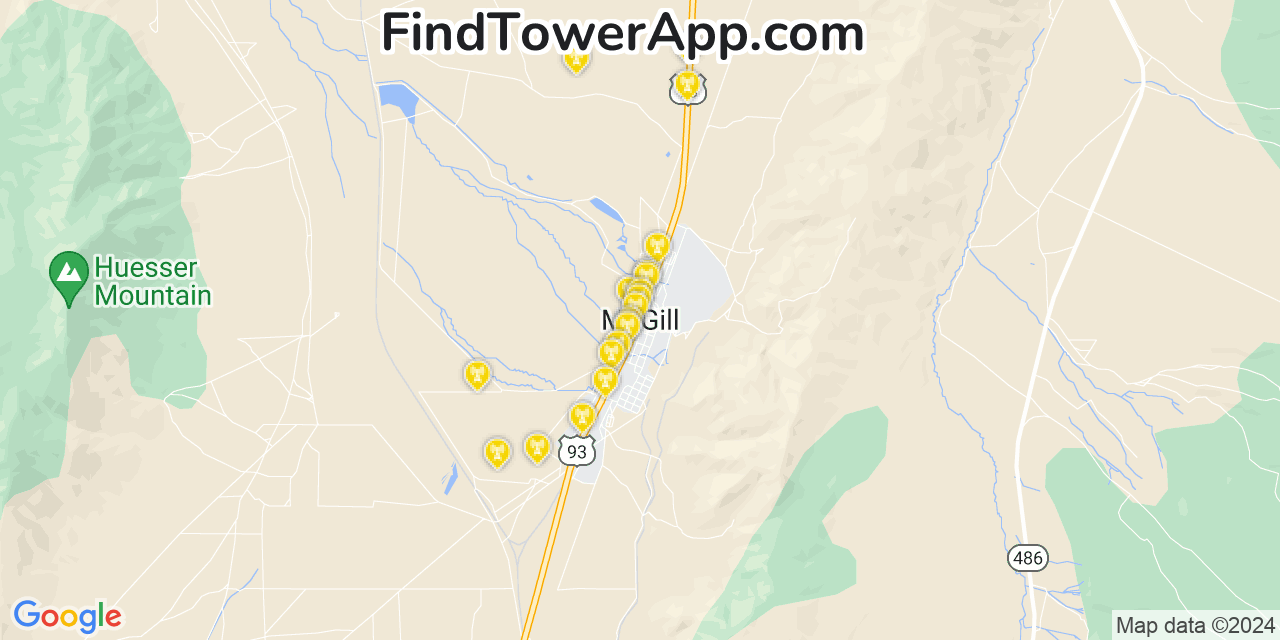AT&T 4G/5G cell tower coverage map McGill, Nevada