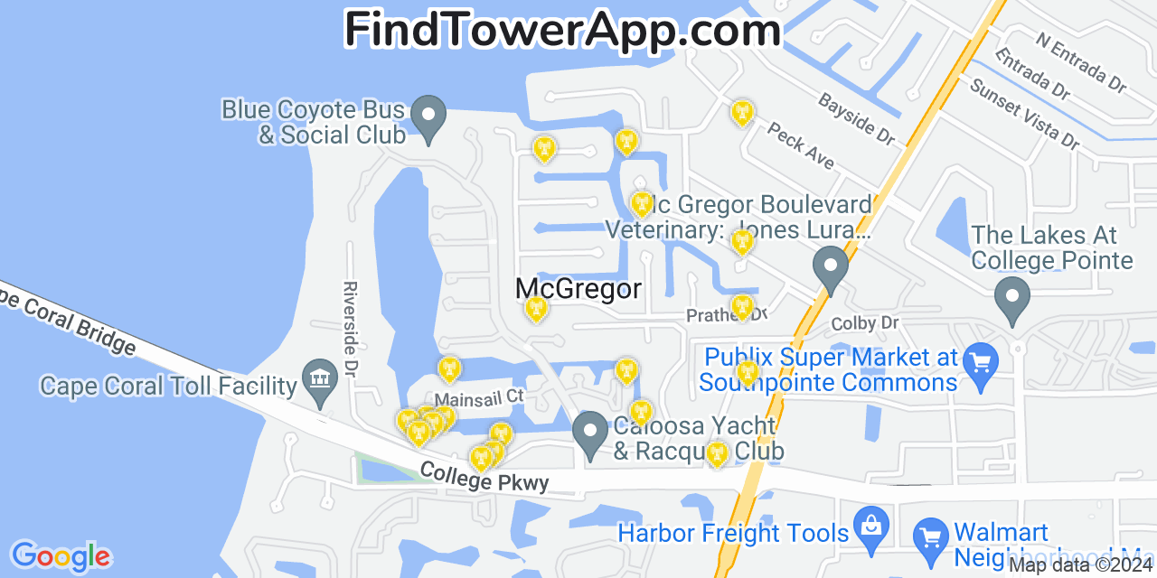 Verizon 4G/5G cell tower coverage map McGregor, Florida