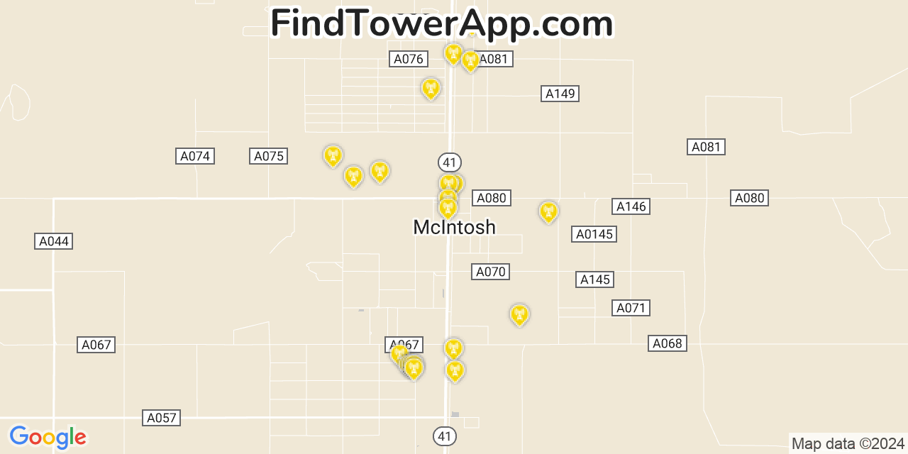 AT&T 4G/5G cell tower coverage map McIntosh, New Mexico